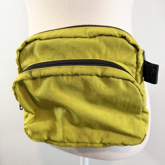 Baggu Fanny Pack Chartreuse OG White Logo Strap Double Zip Crossbody Bag Travel - Picture 4 of 16